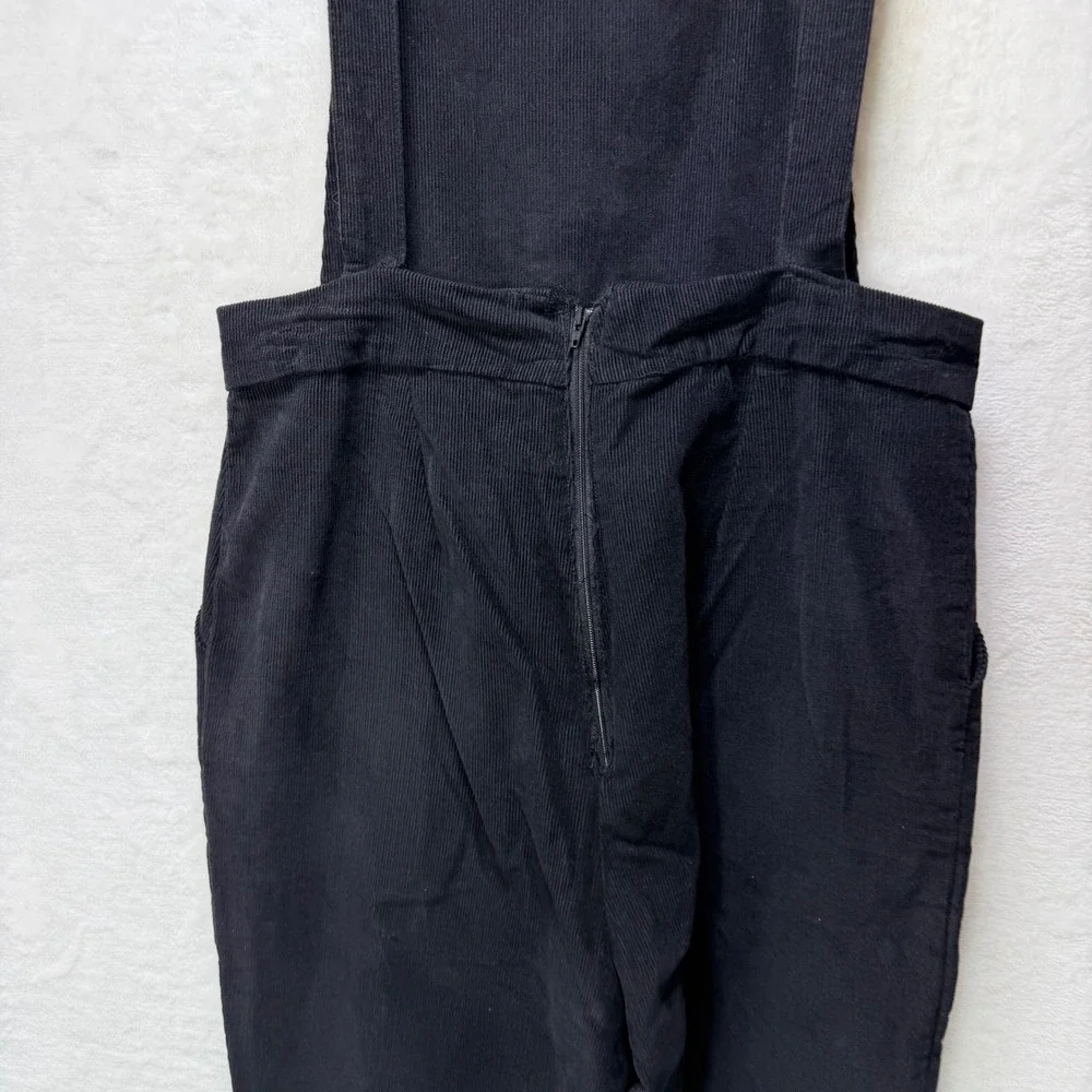Nasty Gal Black Corduroy Flare Leg Overalls Jumpsuit Size 4 Mod Grunge Hippie - Picture 7 of 16